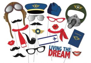Top Gun Hat Template Airplane Pilot Photo Booth Props Party Set 21 Piece