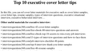 Top Ten Cover Letters top 10 Executive Cover Letter Tips