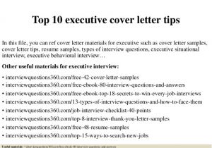 Top Ten Cover Letters top 10 Executive Cover Letter Tips