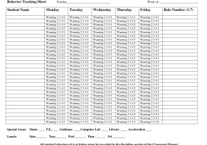 Tracking Sheet Template for Teachers 6 Best Images Of Behavior Tracking Chart for Teachers