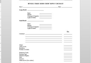 Trade Show Business Plan Template Trade Shows events Supply Checklist Template