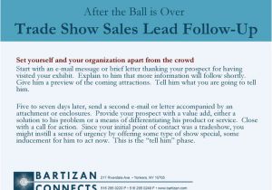 Trade Show Follow Up Email Template Trade Show Sales Follow Up Bartizan Lead Retrieval