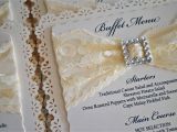 Traditional Zulu Wedding Invitation Card Cream Lace and Diamante Menu Wedding Stationery Wedding
