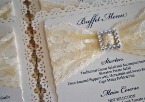 Traditional Zulu Wedding Invitation Card Cream Lace and Diamante Menu Wedding Stationery Wedding