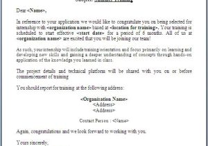 Training Confirmation Email Template Summer Training Offer Letter format