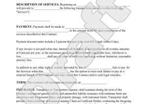 Transportation Contract Template Transportation Contract Agreement form with Sample
