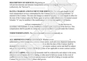 Trucking Contracts Templates Sample Agreement for Transportation Services Regular