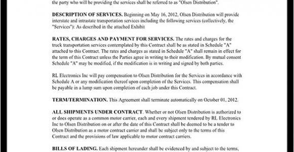 Trucking Contracts Templates Trucking Contract Template Independent Contractor