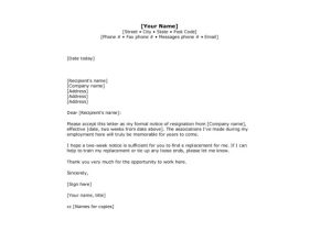 Two Week Notice Email Template 10 Sample Two Week Notice Resignation Letter Templates