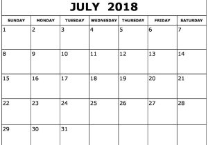 Type On Calendar Template July 2018 Calendar Template Printable Printable