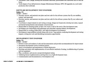 Uft Sample Resume Development Test Engineer Resume Samples Velvet Jobs