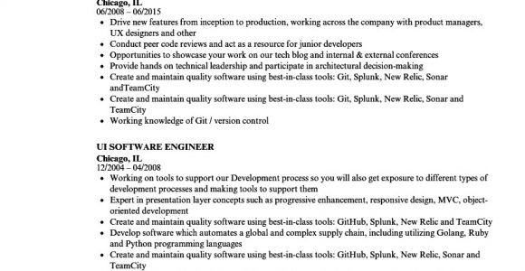 Ui Engineer Resume Ui software Engineer Resume Samples Velvet Jobs