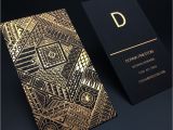 Ultra Modern Business Card Design Luxury Gold Foil Black Card Business Card Customized Name