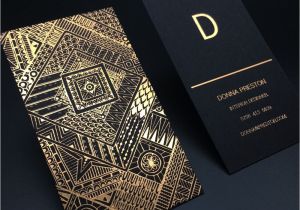 Ultra Modern Business Card Design Luxury Gold Foil Black Card Business Card Customized Name