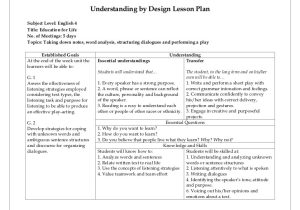 Understanding by Design Unit Plan Template Understanding by Design Lesson Plan