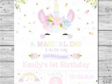 Unicorn Happy Birthday Card Printable Cute Unicorn Personalised Invitation Digital or Printed