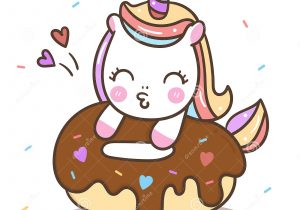 Unicorn Happy Birthday Card Printable Cute Unicorn Vector Donut Cake Happy Birthday Kawaii Pony