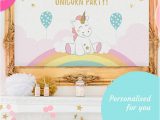 Unicorn Happy Birthday Card Printable Unicorn Backdrop Editable Template Unicorn 1st Birthday