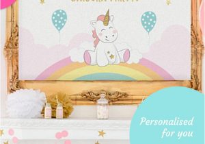 Unicorn Happy Birthday Card Printable Unicorn Backdrop Editable Template Unicorn 1st Birthday