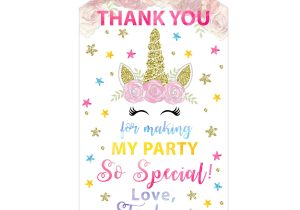 Unicorn Thank You Card Template Personalized Unicorn Tags Unicorn Thank You Tags Unicorn