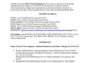 Unified Communications Engineer Resume Resume
