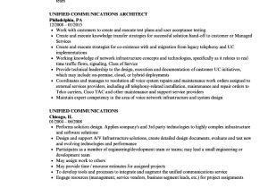 Unified Communications Engineer Resume Unified Communications Resume Samples Velvet Jobs