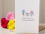 Unique New Baby Card Congrats Personalised button Pram Handmade New Baby Card I E I