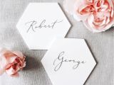 Unique Wedding Place Card Ideas White Hexagon Place Cards In Acrylic Wedding Cards