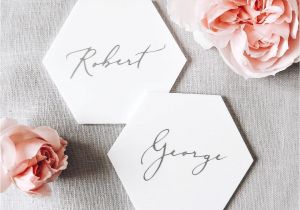 Unique Wedding Place Card Ideas White Hexagon Place Cards In Acrylic Wedding Cards