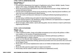 Unix Engineer Resume Unix Linux Resume Samples Velvet Jobs