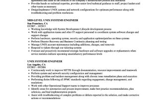 Unix Engineer Resume Unix Systems Engineer Resume Samples Velvet Jobs