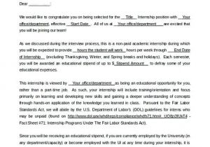 Unpaid Internship Contract Template 30 Offer Letter What to Write In the Document