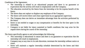 Unpaid Internship Contract Template 35 Agreement Templates Free Premium Templates