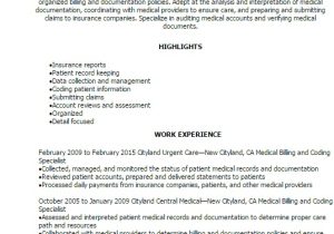 Urgent Care Resume Sample Medical Billing and Coding Specialist Resume Template