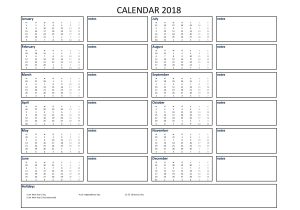 Usable Calendar Template 2018 Calendar Excel A4 Size with Notes Download Our Free