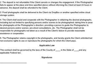 Usage Rights Contract Template event Photography Contract Template Photography