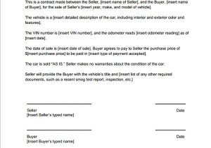 Used Car Contract Template Used Car Sales Contract Sample Contracts