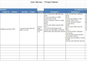 User Story Template Pdf User Stories Excel Template Business Templates User