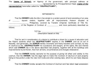 Usufructuary Contract Sample Template Contract Of Usufruct