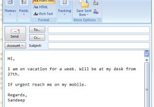 Vacation Auto Reply Email Template Set Up Auto Replies In Ms Outlook to Emulate Out Of Office