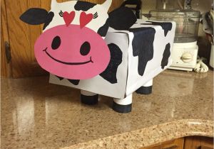 Valentine Card Boxes for School Cow Valentine S Day Box for Kids toilet Paper Rolls as Legs