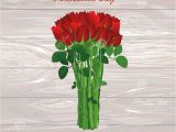 Valentine Card Roses are Red Bouquet Of Red Flowers Roses Tied with A Rope Greeting