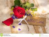 Valentine Card Roses are Red Red Rose Flower and Card with German Text Alles Liebe