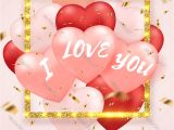Valentine Card with Name Edit Background for Valentines Day with Balloons