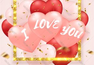 Valentine Card with Name Edit Background for Valentines Day with Balloons