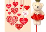 Valentine Day Card Messages for Boyfriend Day Of Love Valentine Day Greeting Card Red Rose with White Teddy Combo Valentine Love Gifts