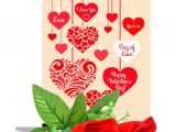 Valentine Day Card with Name Day Of Love Valentine Day Greeting Card 2 Red Roses Hamper
