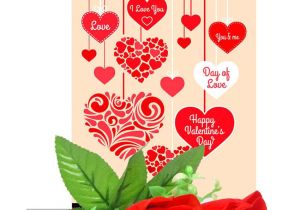 Valentine Day Card with Name Day Of Love Valentine Day Greeting Card 2 Red Roses Hamper