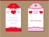 Valentine Gift Tag Template Printable Valentines Day Gift Tag Template Red and Pink Heart