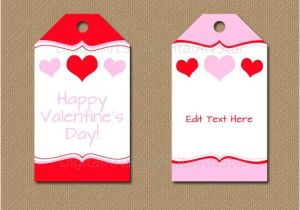 Valentine Gift Tag Template Printable Valentines Day Gift Tag Template Red and Pink Heart